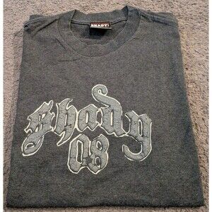 Vintage Y2K Shady LTD EMINEM Textured Logo Gray T-Shirt Men's Medium